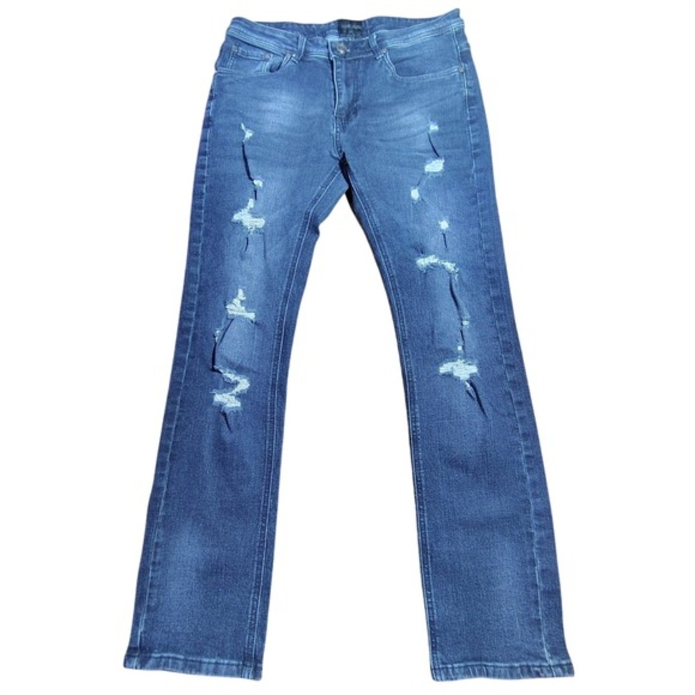 MONTERO JEANS Women's Blue Distressed‎ Denim Bootcut Jeans Size 29 casual